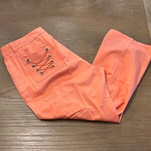 New York Transit Peach Lace-Up Cropped Pants